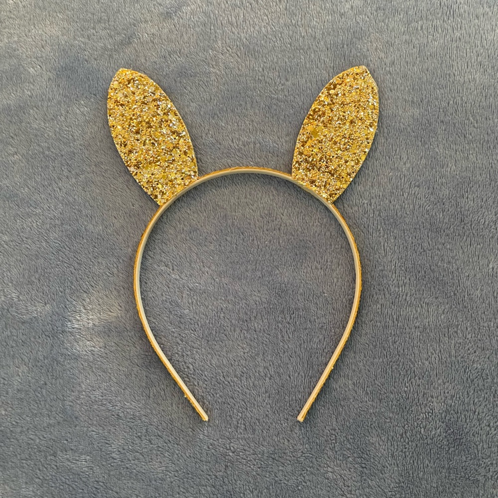 J. Crew Gold Glitter Bunny Ear Headband